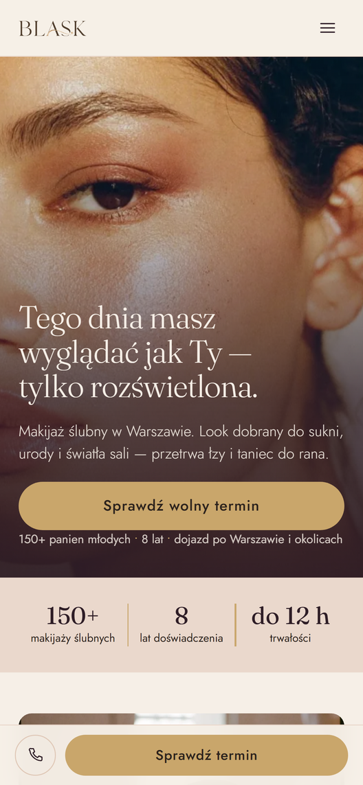 Strona blask-makeup.pl na telefonie