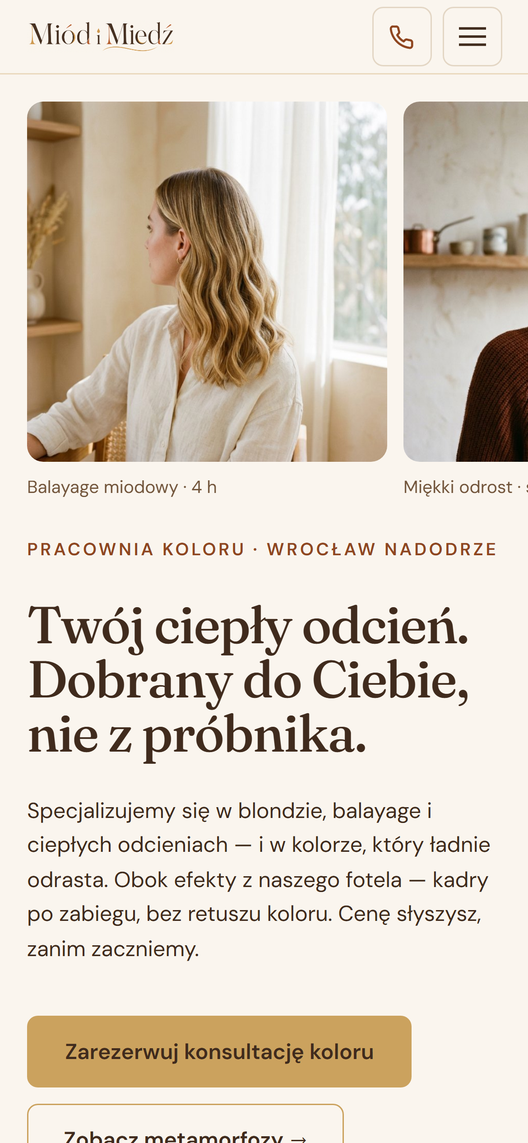 Strona miodimiedz.pl na telefonie