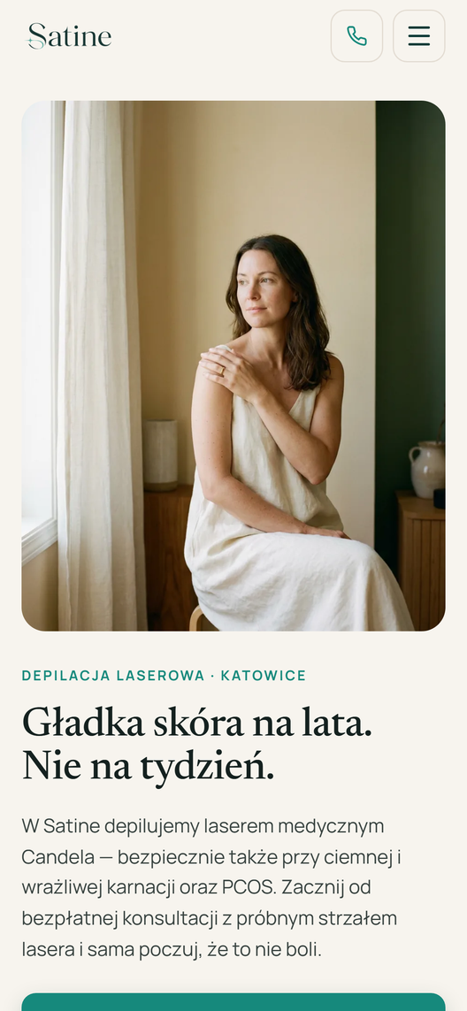 Strona satine.pl na telefonie